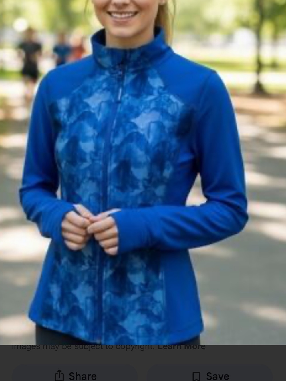 Mondetta Size Medium Blue Patterned Full-Zip Exercise Jacket